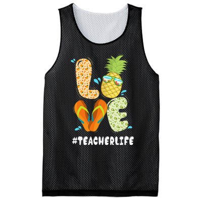 Hashtag TeacherLife Teacher Life Summer Pineapple Loves Mesh Reversible Basketball Jersey Tank