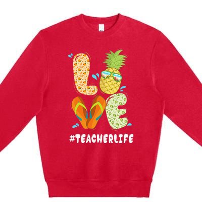 Hashtag TeacherLife Teacher Life Summer Pineapple Loves Premium Crewneck Sweatshirt