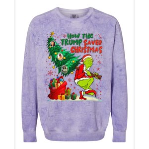 How The Trump Saved Christmas Funny Trump Christmas 2024 Colorblast Crewneck Sweatshirt