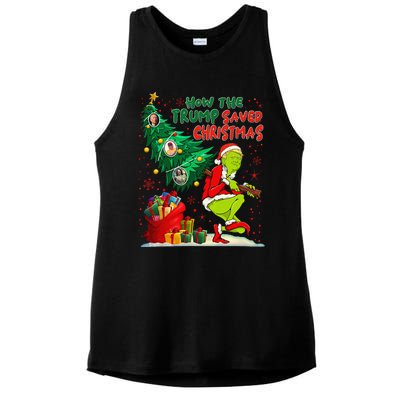 How The Trump Saved Christmas Funny Trump Christmas 2024 Ladies PosiCharge Tri-Blend Wicking Tank