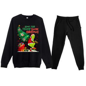 How The Trump Saved Christmas Funny Trump Christmas 2024 Premium Crewneck Sweatsuit Set