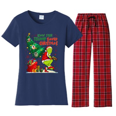 How The Trump Saved Christmas Funny Trump Christmas 2024 Women's Flannel Pajama Set