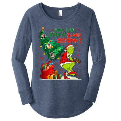 How The Trump Saved Christmas Funny Trump Christmas 2024 Women's Perfect Tri Tunic Long Sleeve Shirt