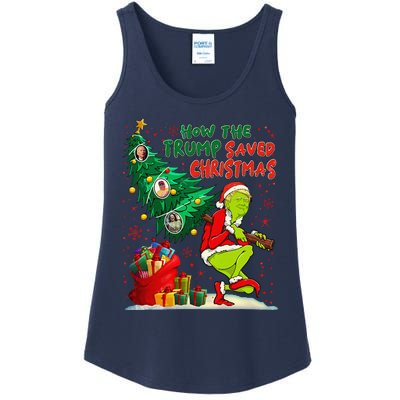 How The Trump Saved Christmas Funny Trump Christmas 2024 Ladies Essential Tank