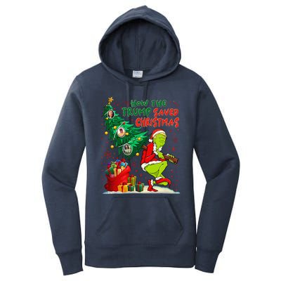 How The Trump Saved Christmas Funny Trump Christmas 2024 Women's Pullover Hoodie