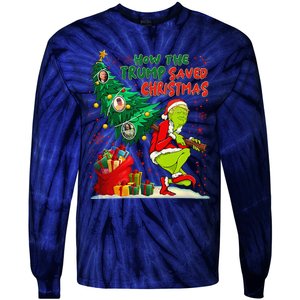 How The Trump Saved Christmas Funny Trump Christmas 2024 Tie-Dye Long Sleeve Shirt