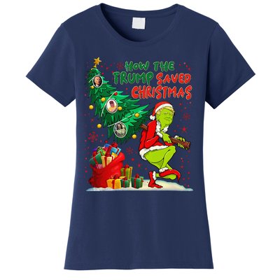 How The Trump Saved Christmas Funny Trump Christmas 2024 Women's T-Shirt