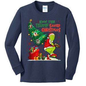 How The Trump Saved Christmas Funny Trump Christmas 2024 Kids Long Sleeve Shirt