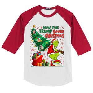 How The Trump Saved Christmas Funny Trump Christmas 2024 Kids Colorblock Raglan Jersey