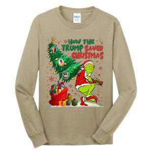 How The Trump Saved Christmas Funny Trump Christmas 2024 Tall Long Sleeve T-Shirt