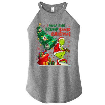 How The Trump Saved Christmas Funny Trump Christmas 2024 Women's Perfect Tri Rocker Tank