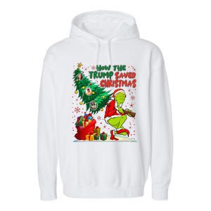 How The Trump Saved Christmas Funny Trump Christmas 2024 Garment-Dyed Fleece Hoodie