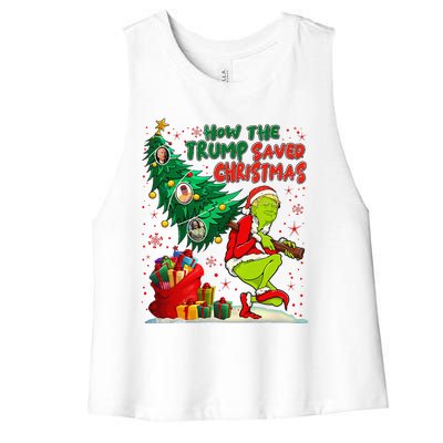 How The Trump Saved Christmas Funny Trump Christmas 2024 Women's Racerback Cropped Tank