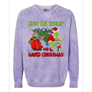 How The Trump Saved Christmas Funny Trump Christmas 2024 Colorblast Crewneck Sweatshirt