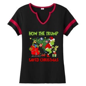 How The Trump Saved Christmas Funny Trump Christmas 2024 Ladies Halftime Notch Neck Tee