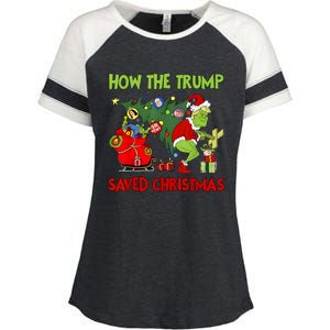 How The Trump Saved Christmas Funny Trump Christmas 2024 Enza Ladies Jersey Colorblock Tee