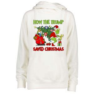 How The Trump Saved Christmas Funny Trump Christmas 2024 Womens Funnel Neck Pullover Hood