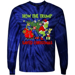 How The Trump Saved Christmas Funny Trump Christmas 2024 Tie-Dye Long Sleeve Shirt