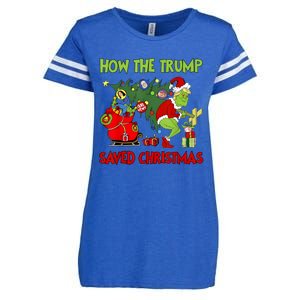 How The Trump Saved Christmas Funny Trump Christmas 2024 Enza Ladies Jersey Football T-Shirt