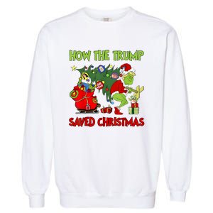 How The Trump Saved Christmas Funny Trump Christmas 2024 Garment-Dyed Sweatshirt