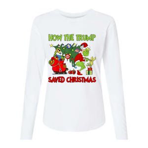 How The Trump Saved Christmas Funny Trump Christmas 2024 Womens Cotton Relaxed Long Sleeve T-Shirt