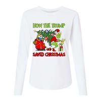 How The Trump Saved Christmas Funny Trump Christmas 2024 Womens Cotton Relaxed Long Sleeve T-Shirt