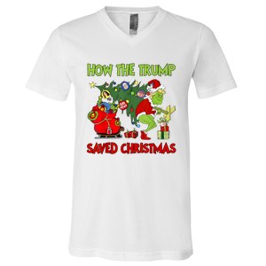 How The Trump Saved Christmas Funny Trump Christmas 2024 V-Neck T-Shirt