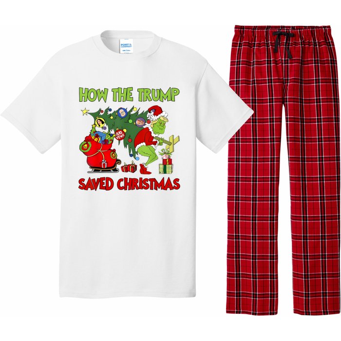 How The Trump Saved Christmas Funny Trump Christmas 2024 Pajama Set