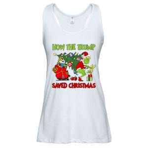 How The Trump Saved Christmas Funny Trump Christmas 2024 Ladies Essential Flowy Tank