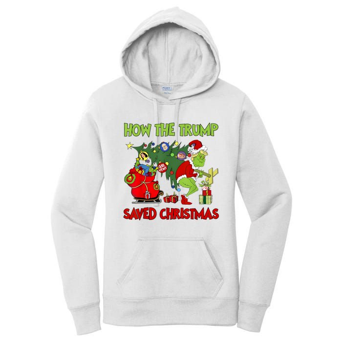 How The Trump Saved Christmas Funny Trump Christmas 2024 Women's Pullover Hoodie