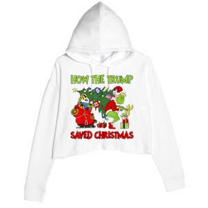 How The Trump Saved Christmas Funny Trump Christmas 2024 Crop Fleece Hoodie