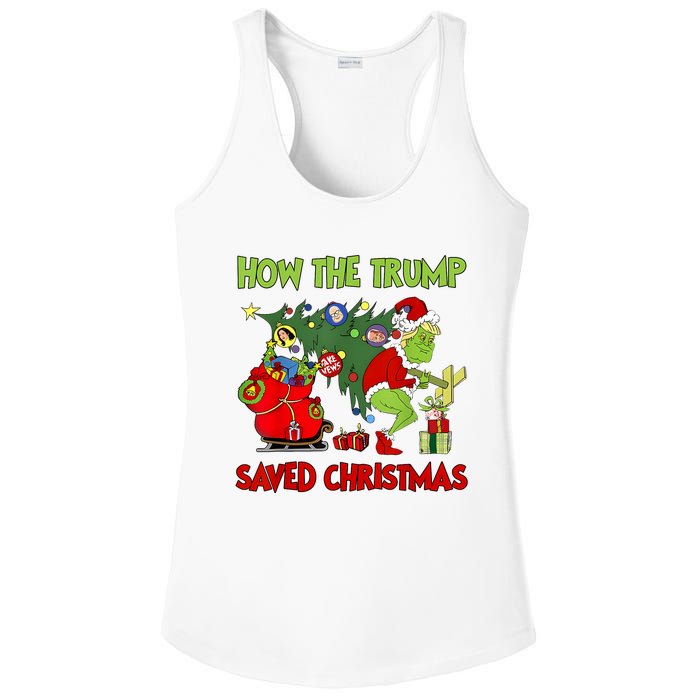 How The Trump Saved Christmas Funny Trump Christmas 2024 Ladies PosiCharge Competitor Racerback Tank