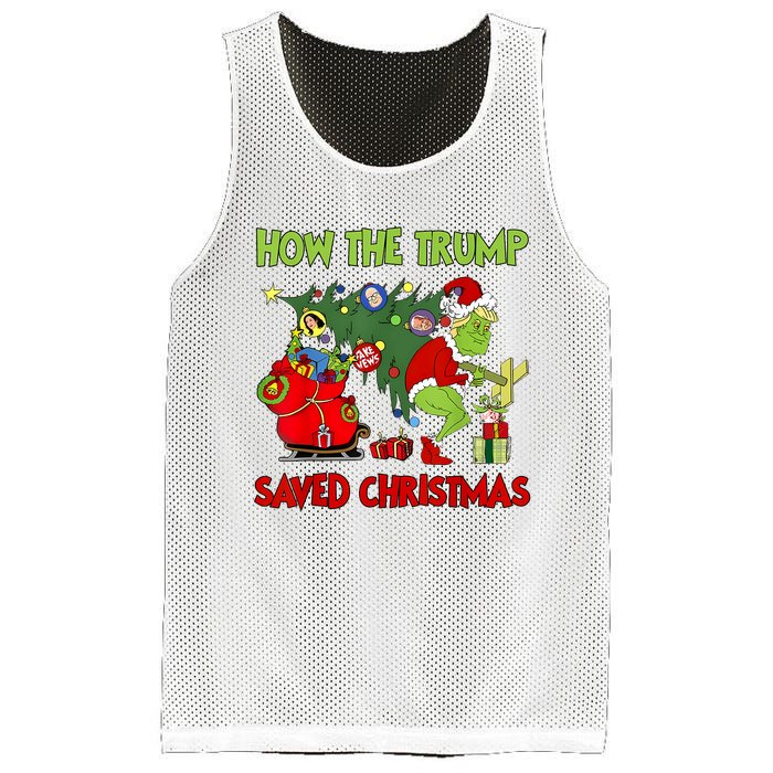 How The Trump Saved Christmas Funny Trump Christmas 2024 Mesh Reversible Basketball Jersey Tank