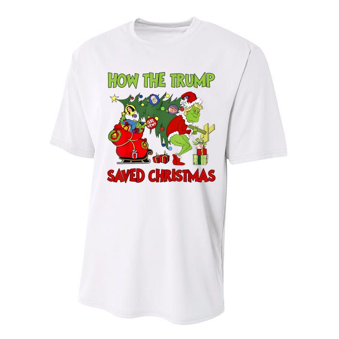 How The Trump Saved Christmas Funny Trump Christmas 2024 Performance Sprint T-Shirt