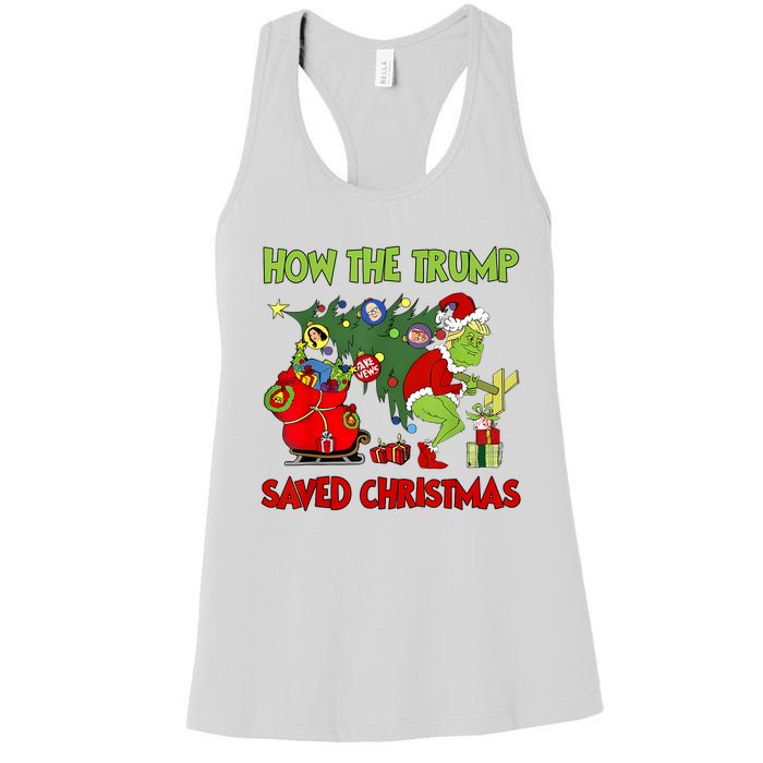 How The Trump Saved Christmas Funny Trump Christmas 2024 Women's Racerback Tank