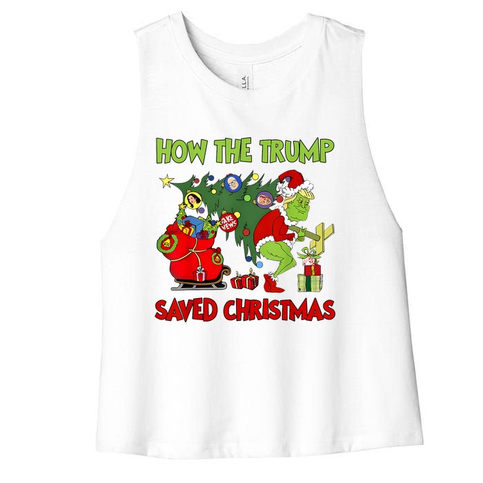 How The Trump Saved Christmas Funny Trump Christmas 2024 Women's Racerback Cropped Tank