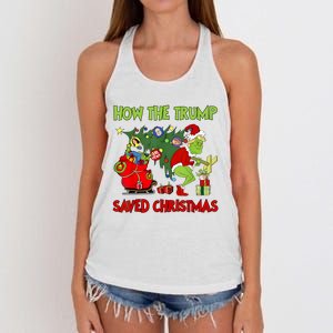 How The Trump Saved Christmas Funny Trump Christmas 2024 Women's Knotted Racerback Tank