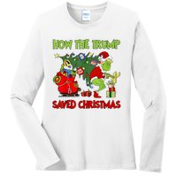 How The Trump Saved Christmas Funny Trump Christmas 2024 Ladies Long Sleeve Shirt