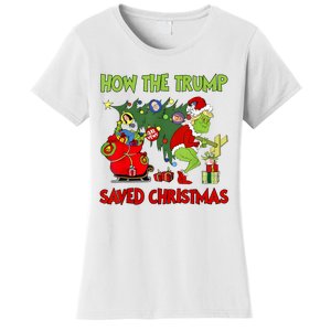 How The Trump Saved Christmas Funny Trump Christmas 2024 Women's T-Shirt