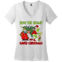 How The Trump Saved Christmas Funny Trump Christmas 2024 Women's V-Neck T-Shirt