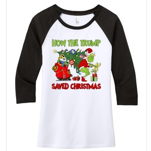 How The Trump Saved Christmas Funny Trump Christmas 2024 Women's Tri-Blend 3/4-Sleeve Raglan Shirt