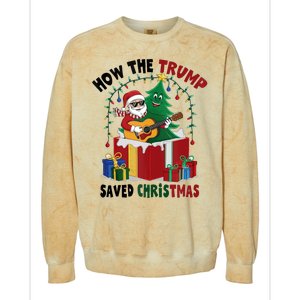 How The Trump Saved Christmas Funny Holiday Christmas Trump Colorblast Crewneck Sweatshirt