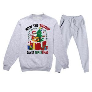 How The Trump Saved Christmas Funny Holiday Christmas Trump Premium Crewneck Sweatsuit Set