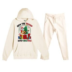 How The Trump Saved Christmas Funny Holiday Christmas Trump Premium Hooded Sweatsuit Set