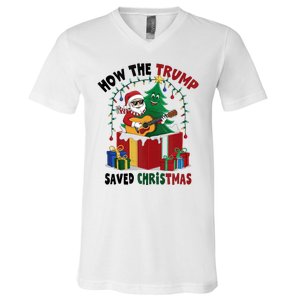 How The Trump Saved Christmas Funny Holiday Christmas Trump V-Neck T-Shirt