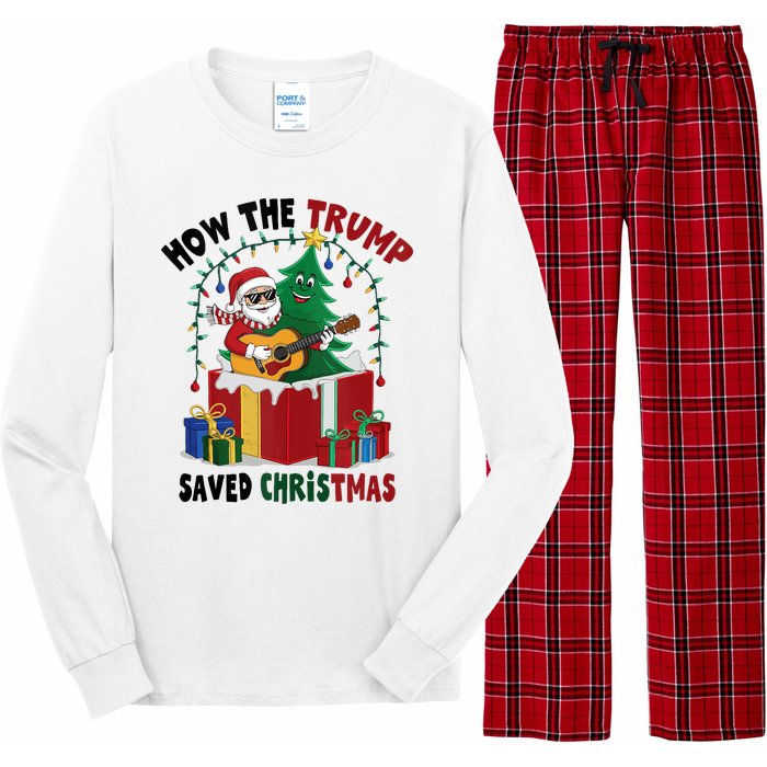 How The Trump Saved Christmas Funny Holiday Christmas Trump Long Sleeve Pajama Set