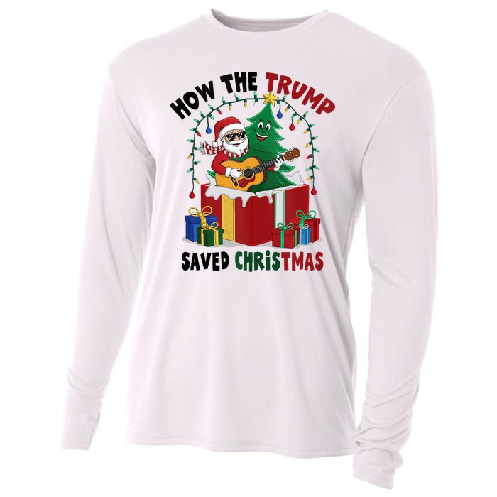 How The Trump Saved Christmas Funny Holiday Christmas Trump Cooling Performance Long Sleeve Crew