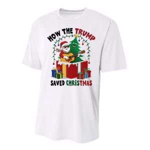 How The Trump Saved Christmas Funny Holiday Christmas Trump Performance Sprint T-Shirt