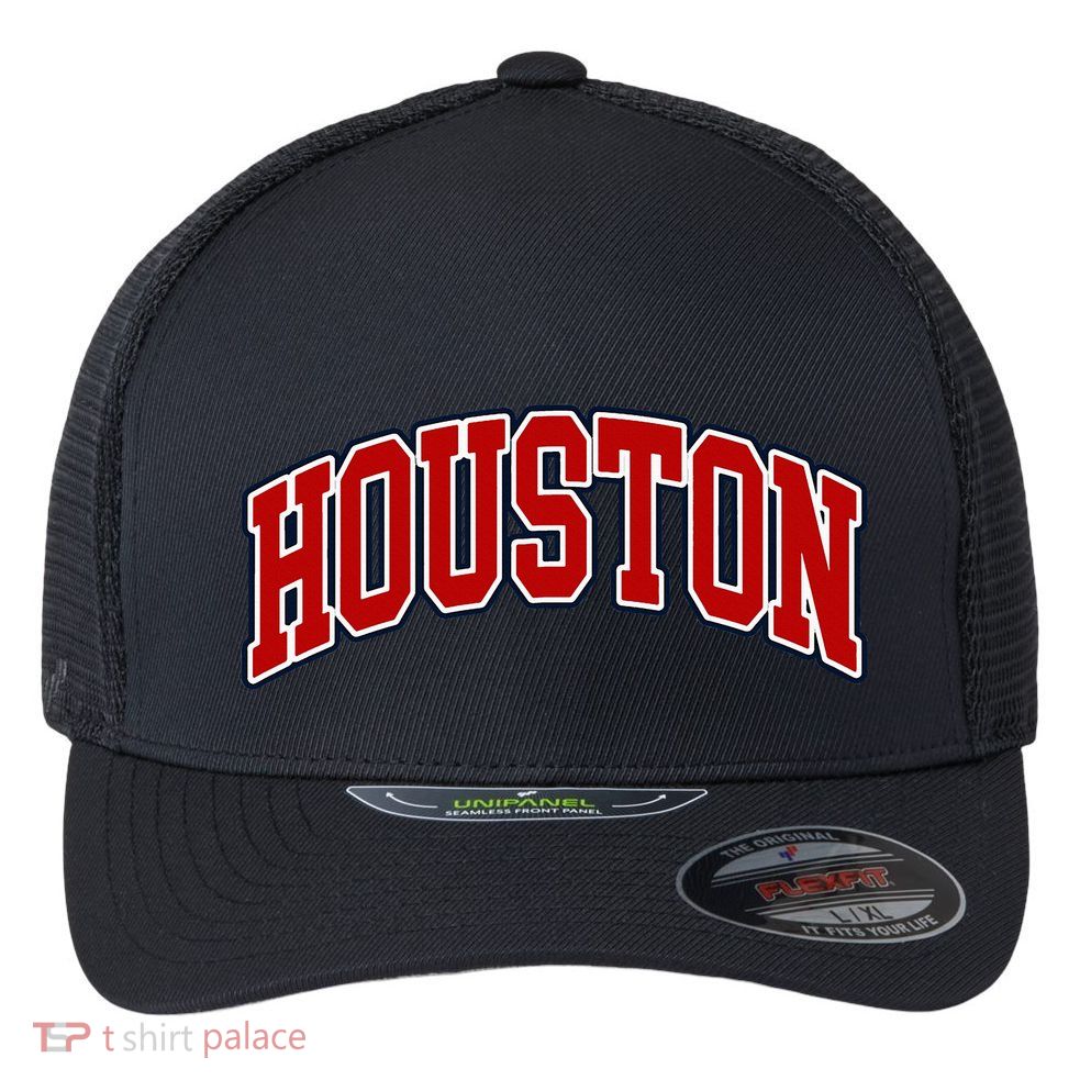 Houston Texas Throwback Design Print Htown Classic Flexfit Unipanel Trucker Cap