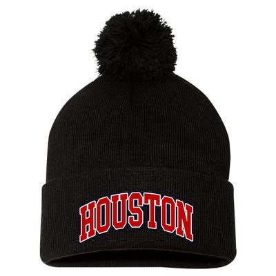 Houston Texas Throwback Design Print Htown Classic Pom Pom 12in Knit Beanie